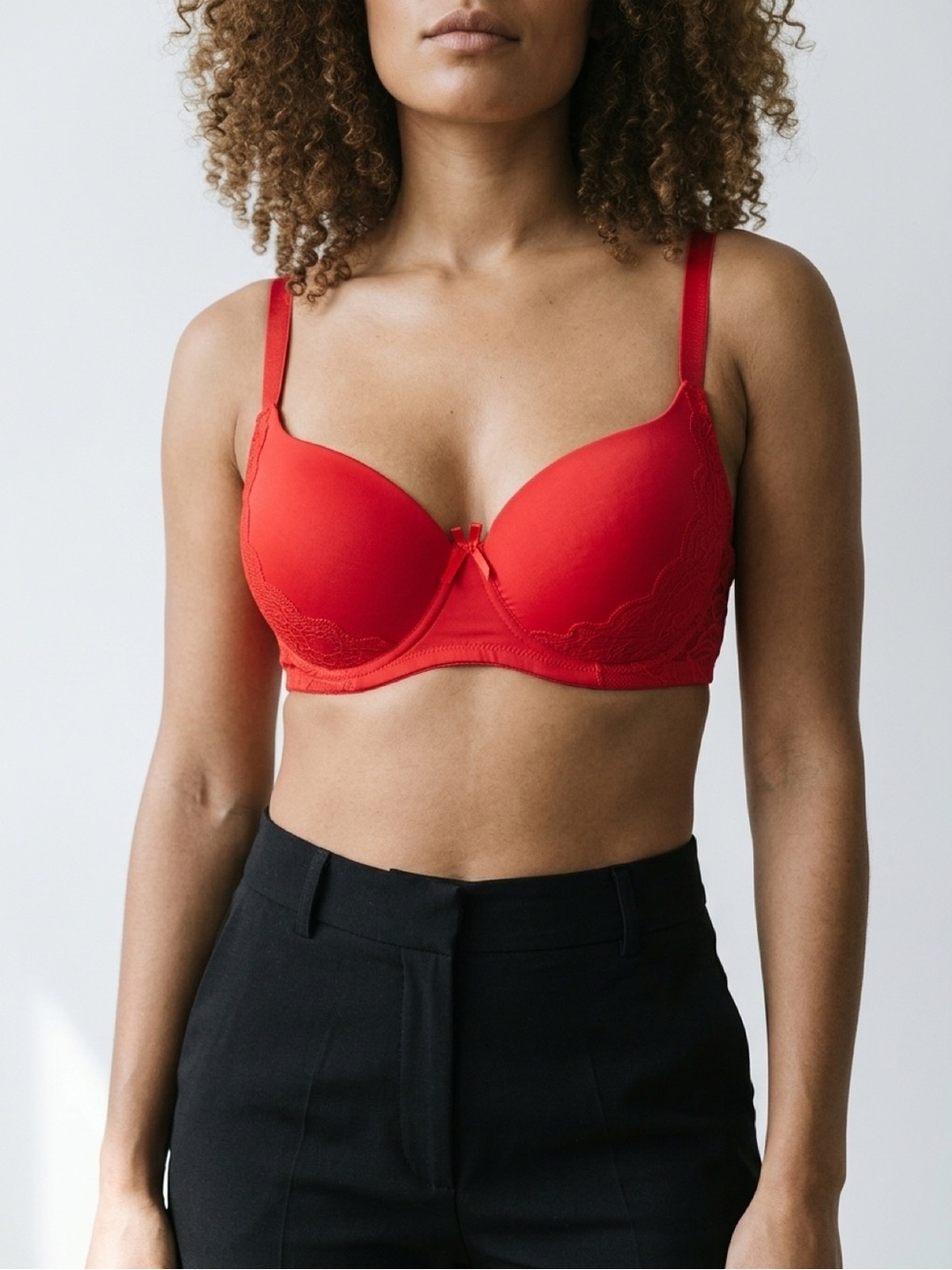 VADALALA Red Lace Detail Underwire Padded Bra.